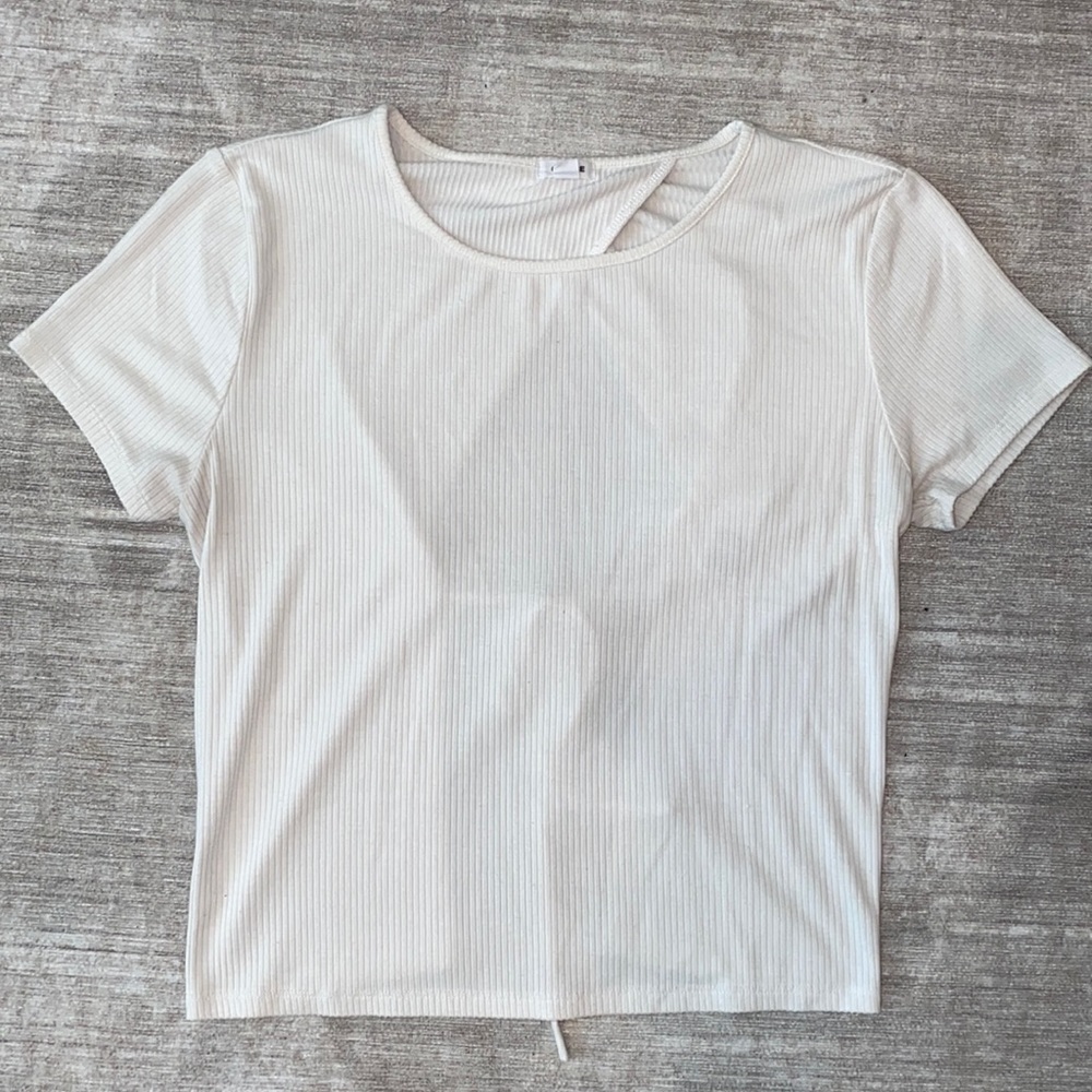 open back white blouse